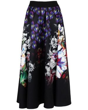 Lalipop Design Floral Print Recycled Polyester Circle Skirt - Blue