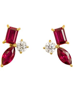Juvetti Sanka Earrings Ruby & Diamond - Red