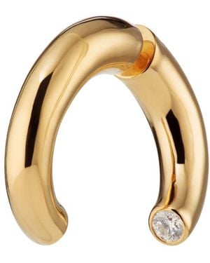 Scream Pretty Sparkle Single Split Hoop Earring With Clear Stone - Metallic