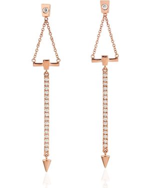Artisan Rose Diamond Bar Chain Drop Earrings - Metallic