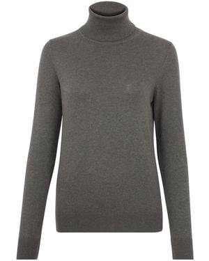 Paul James Knitwear Ultra Fine Cotton Terri Roll Neck Long Sleeve Jumper - Grey