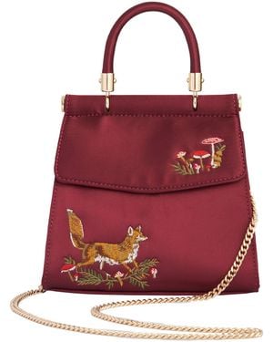 Fable England Fox & Mushroom Embroidered Satin Tote