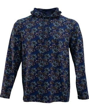 lords of harlech Horatio Italian Floral Hoodie - Blue