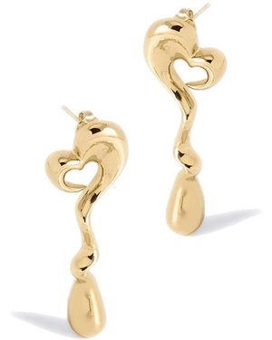 Potoska Heart Maxi Face On Stud Earrings - Metallic