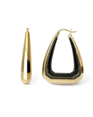 Gold & Honey Triangle Gem Cut Hoop Earrings - Metallic