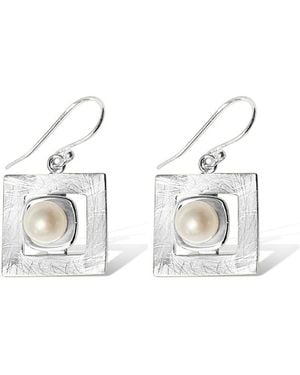 FV Jewellery Perle Square Pearl Earrings - Metallic