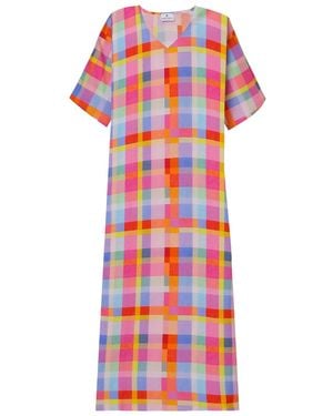 DHARA SHETH DUBAI Palette Picnic Long Kaftan Dress With Side Slit - Red