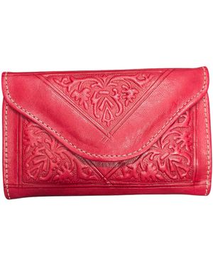 Berber Leather Small Leather Tri-Fold Purse - Red