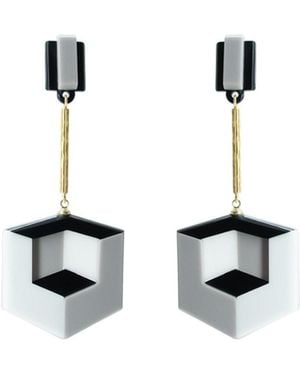 Gissa Bicalho Handmade Acrylic Earring Double Cube And - White
