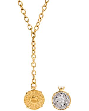 Olivia Le Reversible Two Tone Coin Lariat Necklace - Metallic