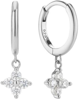 Vanhi Flora Crystal Charm Huggies - White