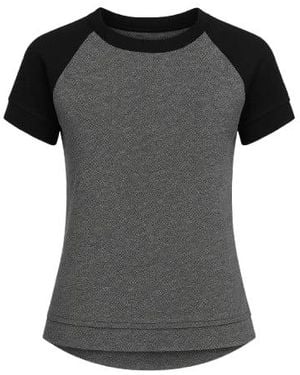 Conquista Short Sleeve Top With Rounded Hem - Black