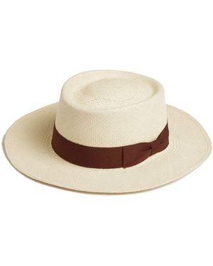 Dasmarca Hats Dasmarca Baker Wide Brim Summer Genuine Panama Straw Porkpie Hat For - Natural