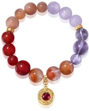 Aurozia Five Elements Fire Vermeil Garnet The Sun Firebird Pendant Crystal Bracelet - Red