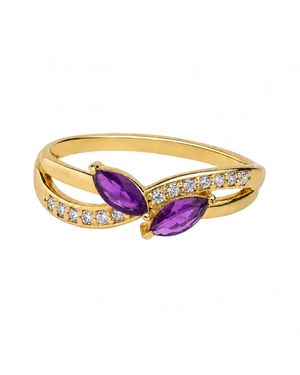 Belinda Jewelz Amethyst Marquise Bypass Birthstone Ring - Multicolour