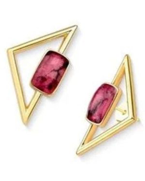 Purplee Store Genuine Rhodonite Drop Earrings Plated - White