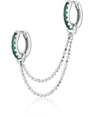 Scream Pretty Emerald Double Chain Huggie Earring - Metallic