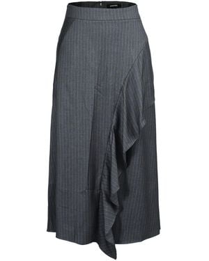 Smart and Joy Asymmetric Ruffle Flared Midi Skirt - Gray
