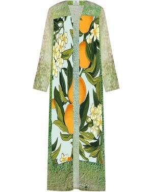 DHARA SHETH DUBAI Fleur & Fruit Vintage Long Kimono - Green