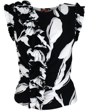 Lalipop Design And Ruffle Knitted Blouse - Black