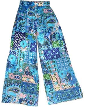 Introvertie VIENNA Johnny Silk Palazzo Trousers - Blue