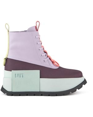 United Nude Vegetan Leather Rubber Coated Nylon Lace-Up Boots - Purple