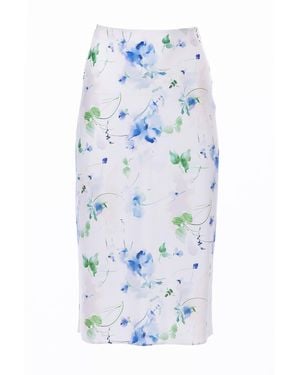 Carloslines Bias Satin Skirt - Blue