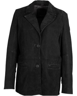 Mauritius Fringe Leather Blazer Jacket Tanny - Black