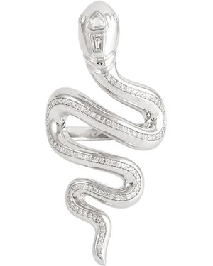 Artisan Diamond Snake Wrap Ring - White