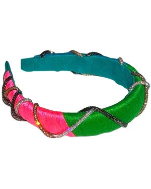 Simitri Jewelled Braided Headband - Green