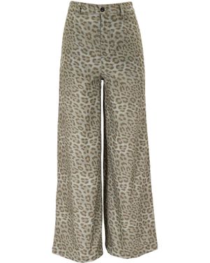 lords of harlech Poppy Leopard Sage Velvet High-Rise Pant - Grey