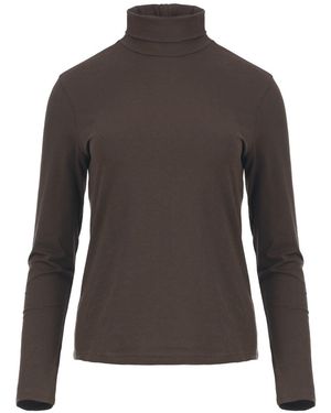 Conquista Turtle Neck Top By - Brown