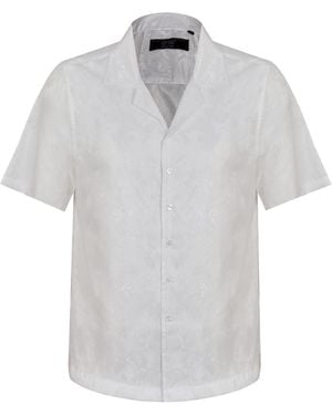DAVID WEJ Washington Cuban Collar Paisley Shirt - Grey