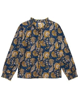 Inara Midnight Marigold Cotton Top - Blue