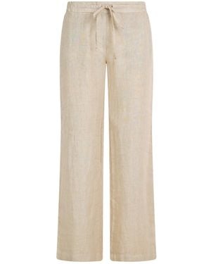 Haris Cotton Neutrals Solid Wide Leg Linen Trousers - Natural