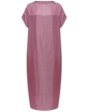Silk and Bears Seraphine Dusty Rose Hand-Dyed Silk Kaftan Maxi Dress - Purple