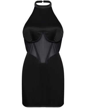 The Gt Atelier Mesh Corset Halterneck Dress - Black