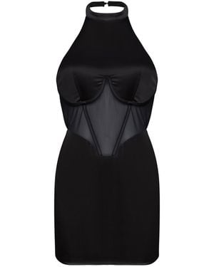 The Gt Atelier Mesh Corset Halterneck Dress - Black