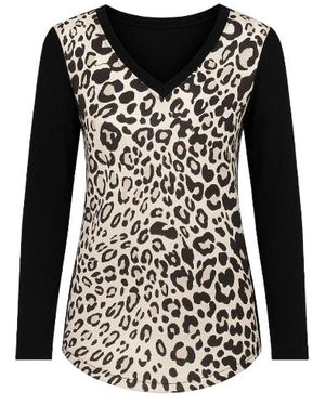 Conquista Long Sleeve Print Top With Trim Detail - Black