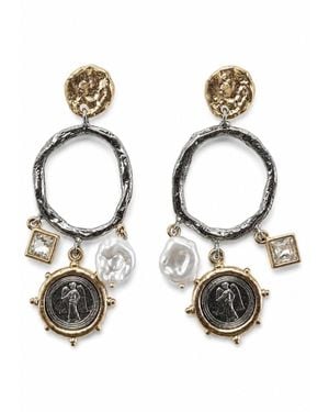 Saachi Celestial Coin Drop Earrings - Metallic