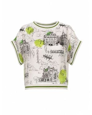Larisa Dragna Silk Blouse With Memories Of Romania Print - Green