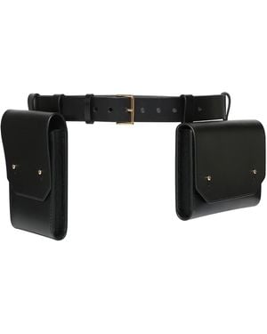 Haute Cuir Leather Double Belt Bag - Black