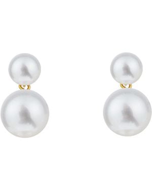 Ora Pearls Duet Pearl Earrings Small - Metallic