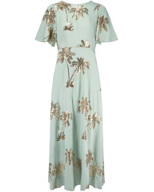 Traffic People Palms Of Light Sequin Rene Maxi Dress - Green