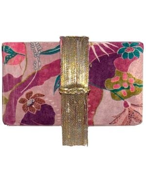Simitri Petals Fringe Clutch Bag - Purple
