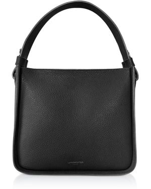 Le Parmentier Duplo Medium Hammered Leather Top Handle Bag - Black