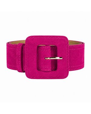 BeltBe Suede Square Buckle Belt - Purple