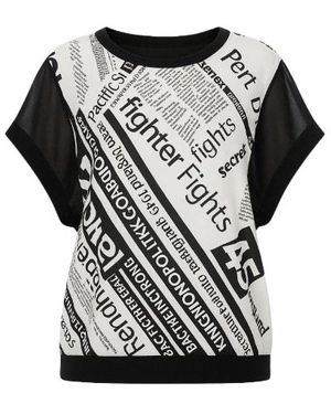 Conquista Sheer Back Print Top - Black