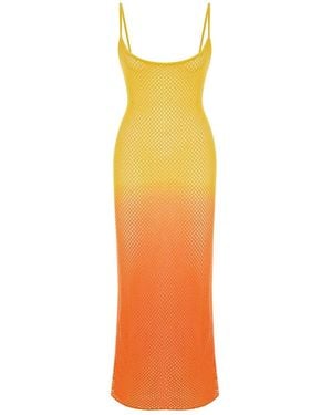 Pcfg The Solar Reflections Sunset Ombre Crochet Maxi Dress - Orange