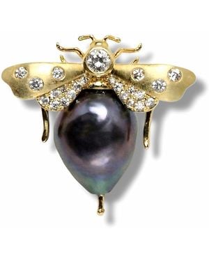 Ninemoo Pearl Honeybee Pendant And Brooch - Blue